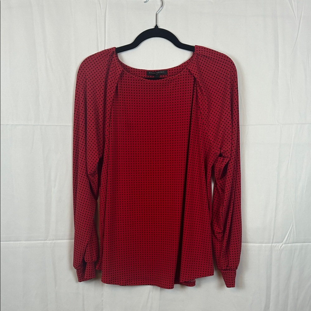Banana Republic Red and Black Polka Dot Blouse